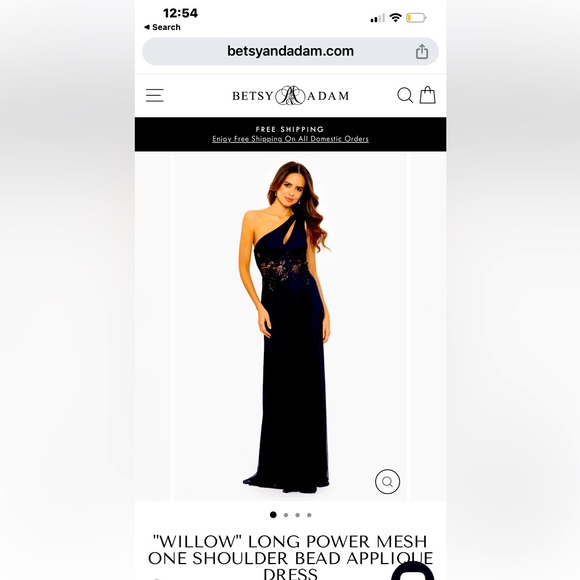 NWT Betsy & Adam Willow Dress (Navy/Gold) One Shoulder